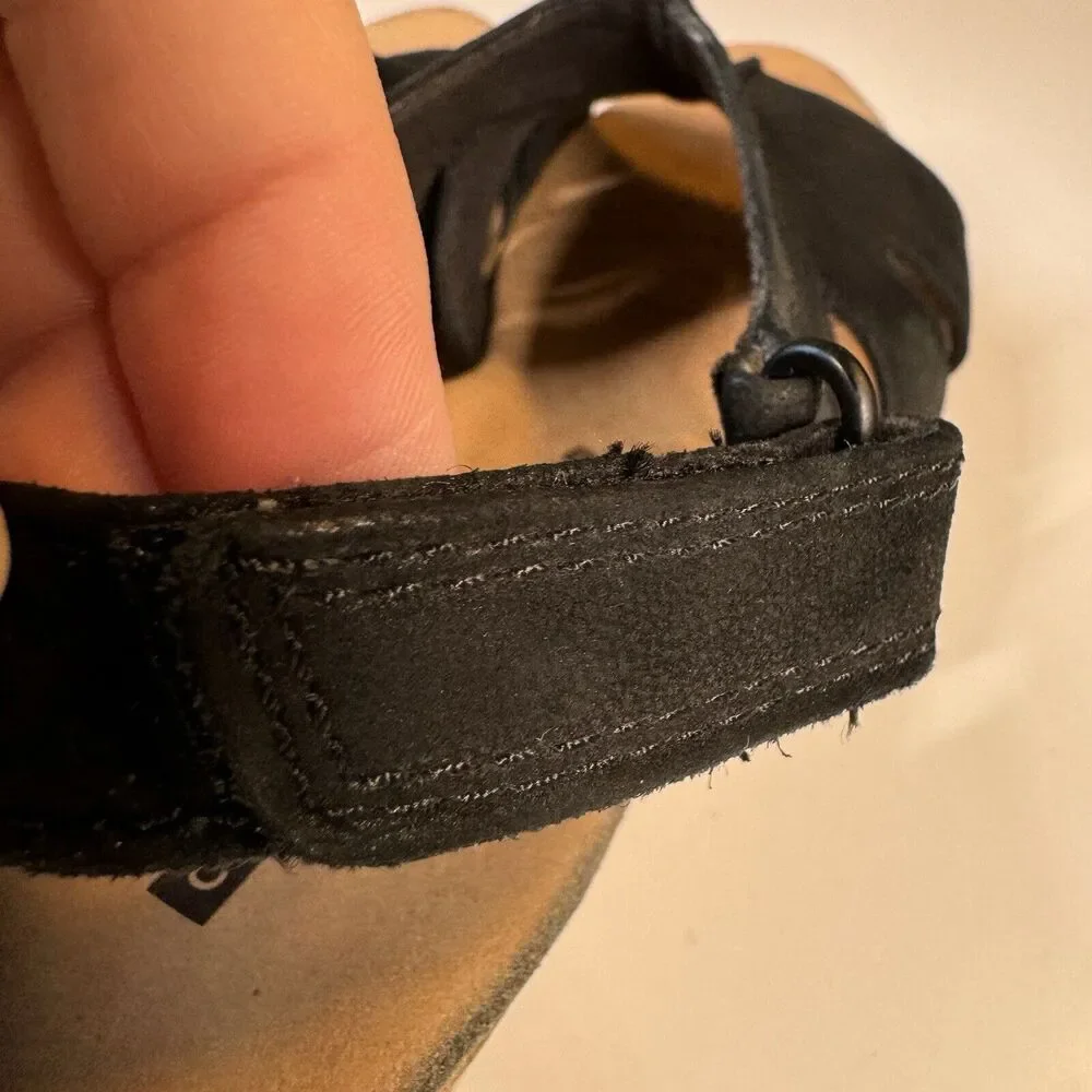 Clarks Sandals Womens Sz 7 M Annadel Bari Platform Wedge Slingback Black Cork